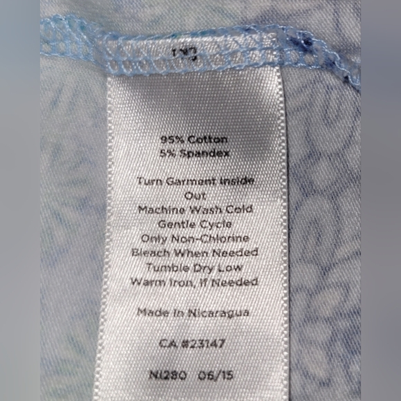 Talbots Cotton 3/4 Sleeve Medium Top in Aqua, Blue, and Green - Picture 4 of 4